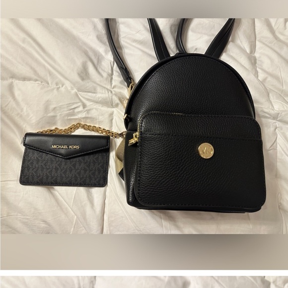 Michael Kors Black Backpack with Card Holder - Picture 1 of 9